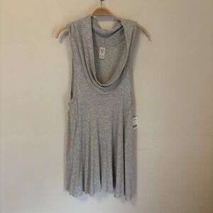 NEW Free People We The Free Swing‎ It Cowl Neck Tank Top Gray L Boho Lagenlook